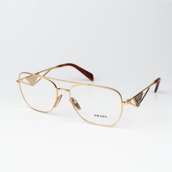 Prada Women Eyeglasses Gold Rectangle PRB50V 5AK1O1 NEW AUTHENTIC - Picture 3 of 10